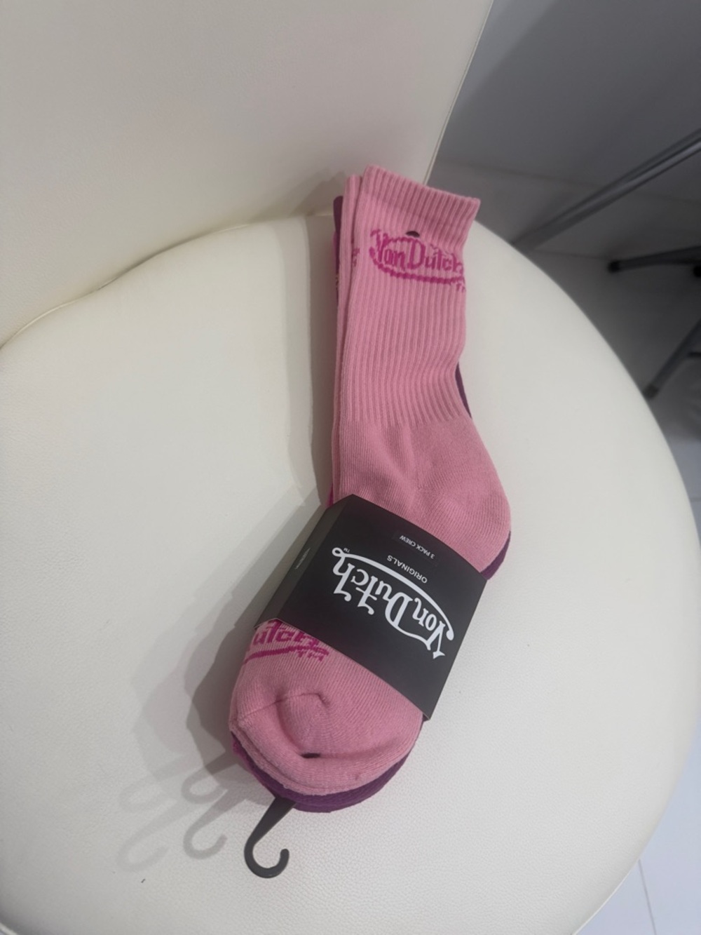 Von Dutch Pink/Purple Set of 3 Pairs Logo Crew Socks